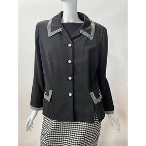 Vintage Positive Attitude Womens Jacket Black Button Slit Petites M